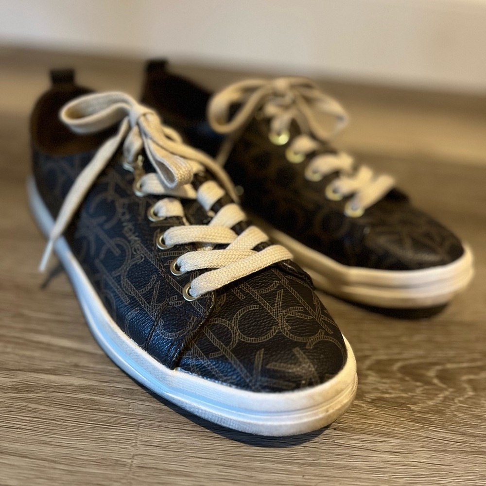 Calvin Klein Monogram Sneakers with Cream Laces